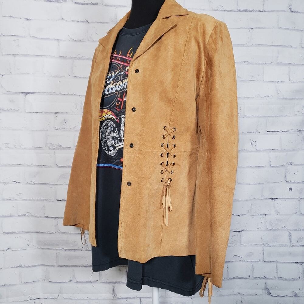 Cyle & Chloe Leather Jacket Lace Up Back Size Small - Picture 3 of 10